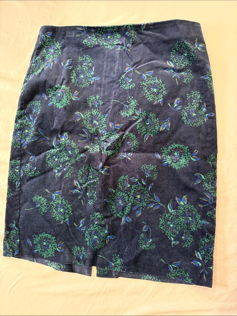 Ann Taylor Navy Pencil Skirt with Green Floral Print